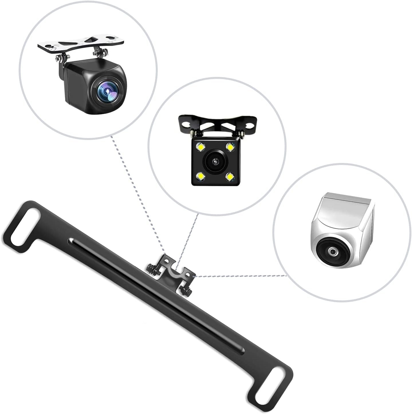 Universal Car Rear View Camera License Plate Bracket (Black) U5211