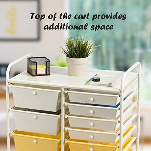 15 Drawer Rolling Storage Cart with Lockable Wheels, Black P862