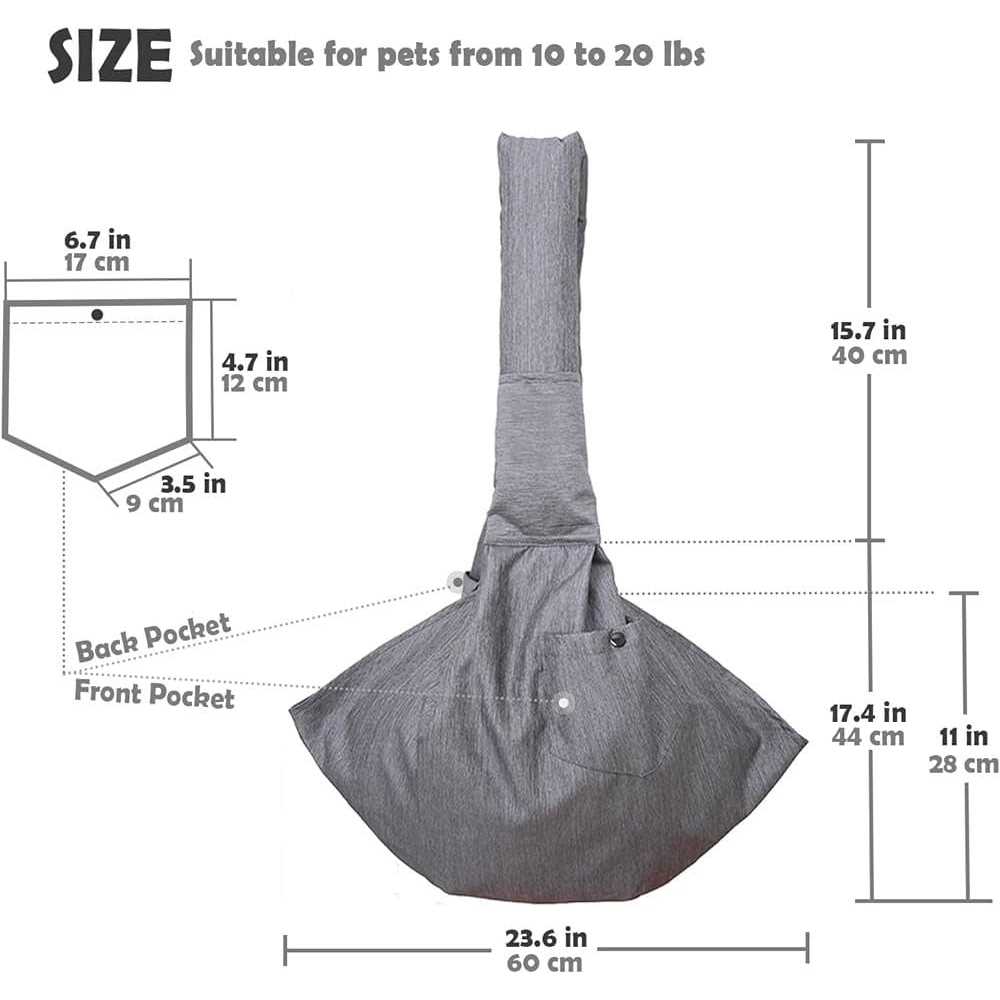 Dog Sling Carrier with Adjustable Padded Shoulder Breathable Mesh F4466