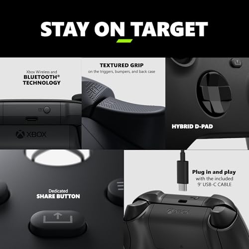 Carbon Black Wireless Gaming Controller with USB-C Cable A602487