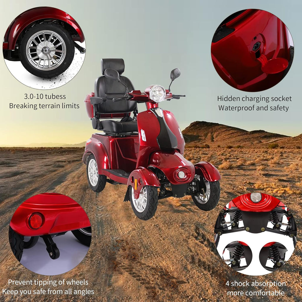 Red Heavy Duty Four Wheel Electric Mobility Scooter J6506