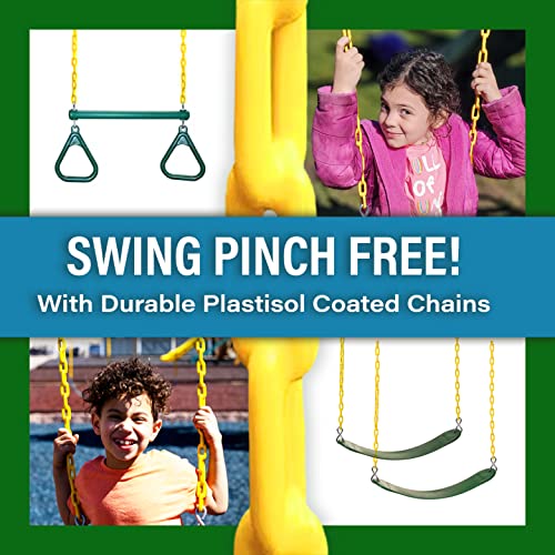 Solid Cedar Wood Swing Set with Clubhouse, Rock Wall, Wave Slide, Monkey Bars, Picnic Table, Swings H61285