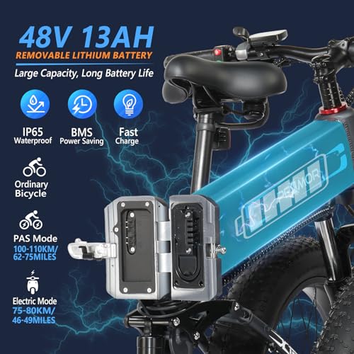 750W 48V 12AH 26" Fat Tire Full Suspension Foldable Electric Bike D7077
