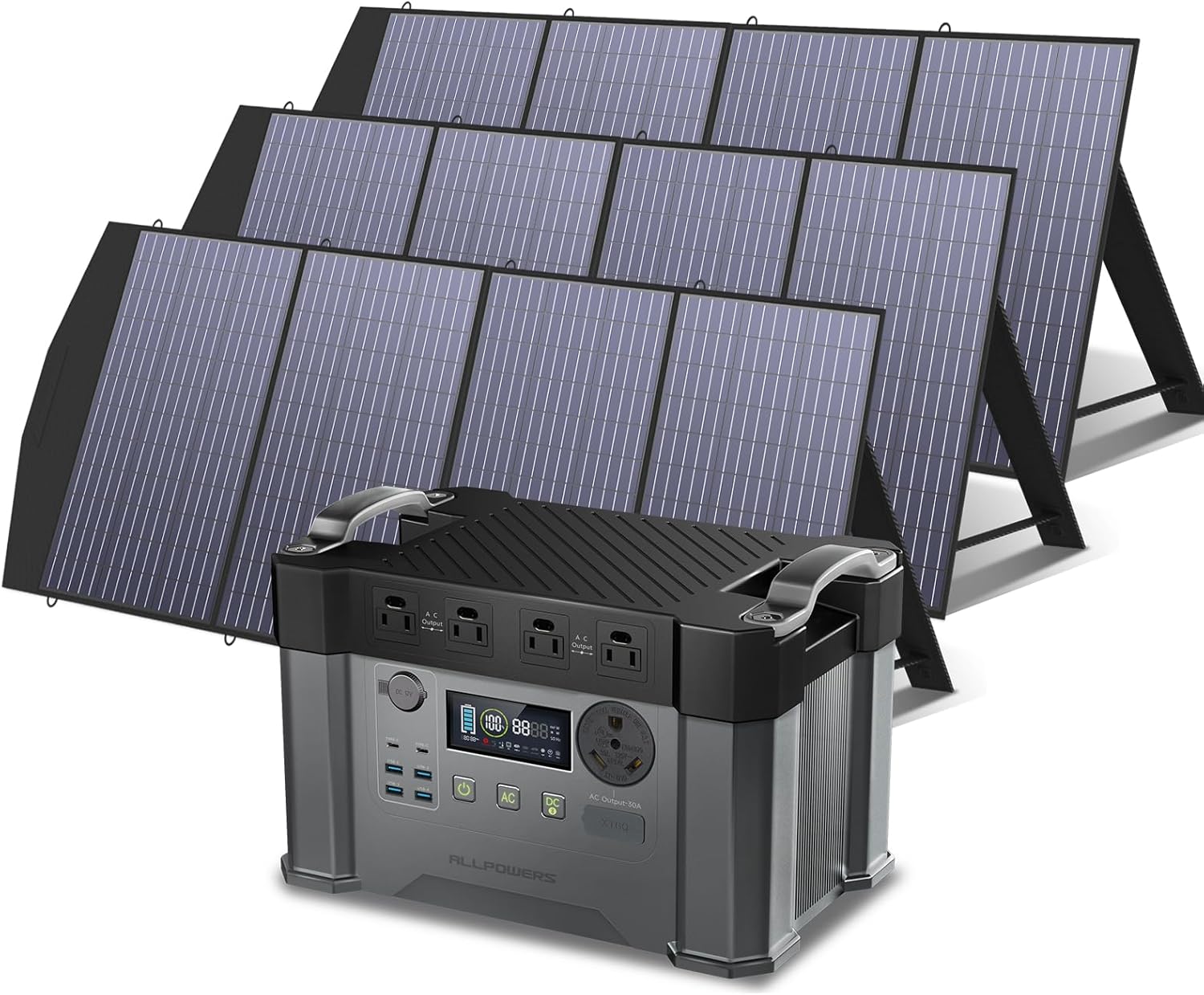 2400W Portable Power Station with 3pcs Foldable Solar Panel 200W F713