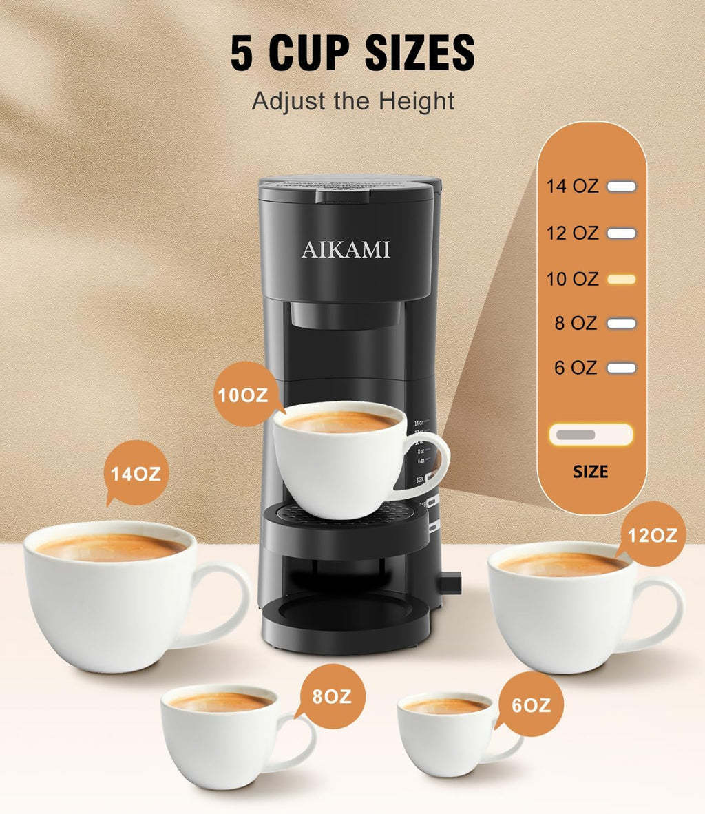 Single Serve Coffee Maker with Milk Frother, 6 to 14 Oz Brew Sizes, Clear Water Reservoir G9405