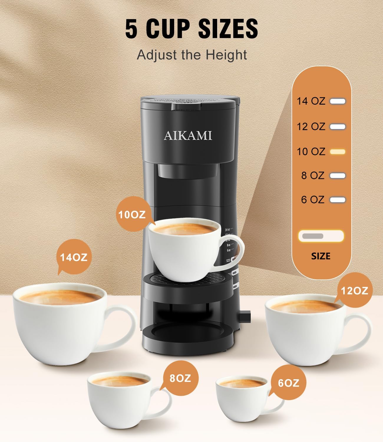Single Serve Coffee Maker with Milk Frother, 6 to 14 Oz Brew Sizes, Clear Water Reservoir G9405