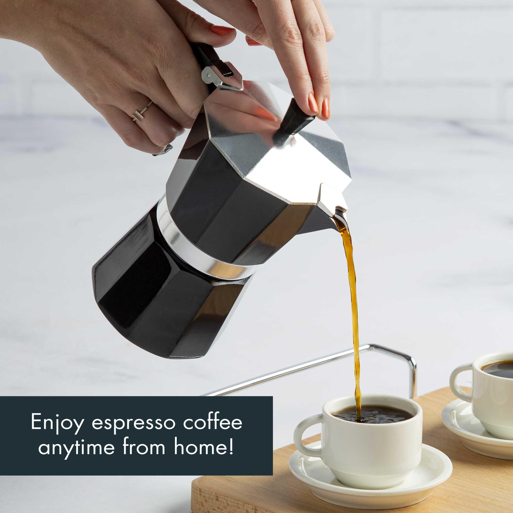 Black 6 Cup Stovetop Espresso Maker Y321239