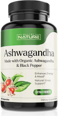 Pure Organic Ashwagandha Powder Supplement, 60 Vegan Capsules W40337
