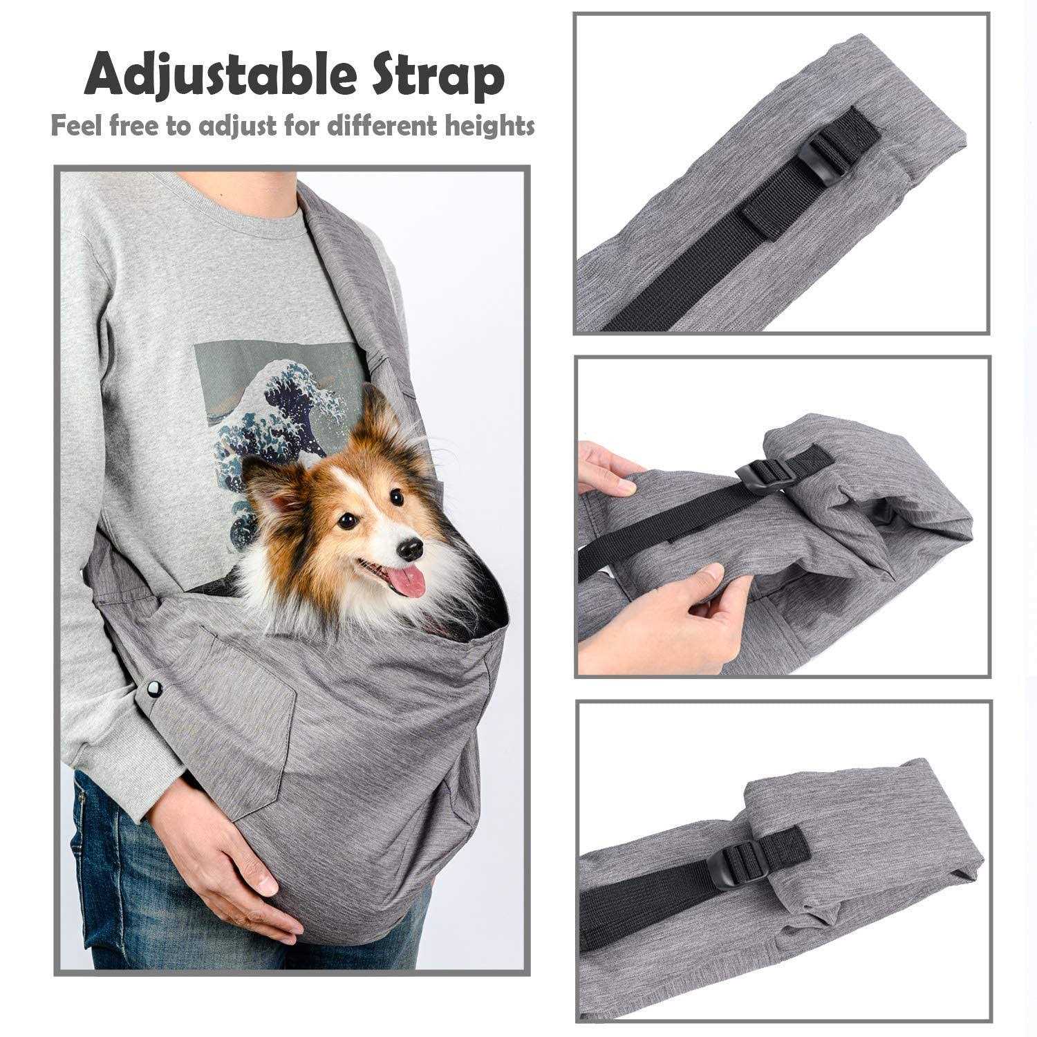 Dog Sling Carrier with Adjustable Padded Shoulder Breathable Mesh F4466