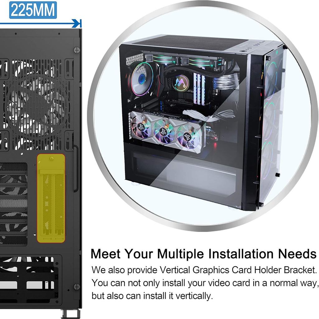 ATX Mid Tower Computer Case with Tempered Glass D892869