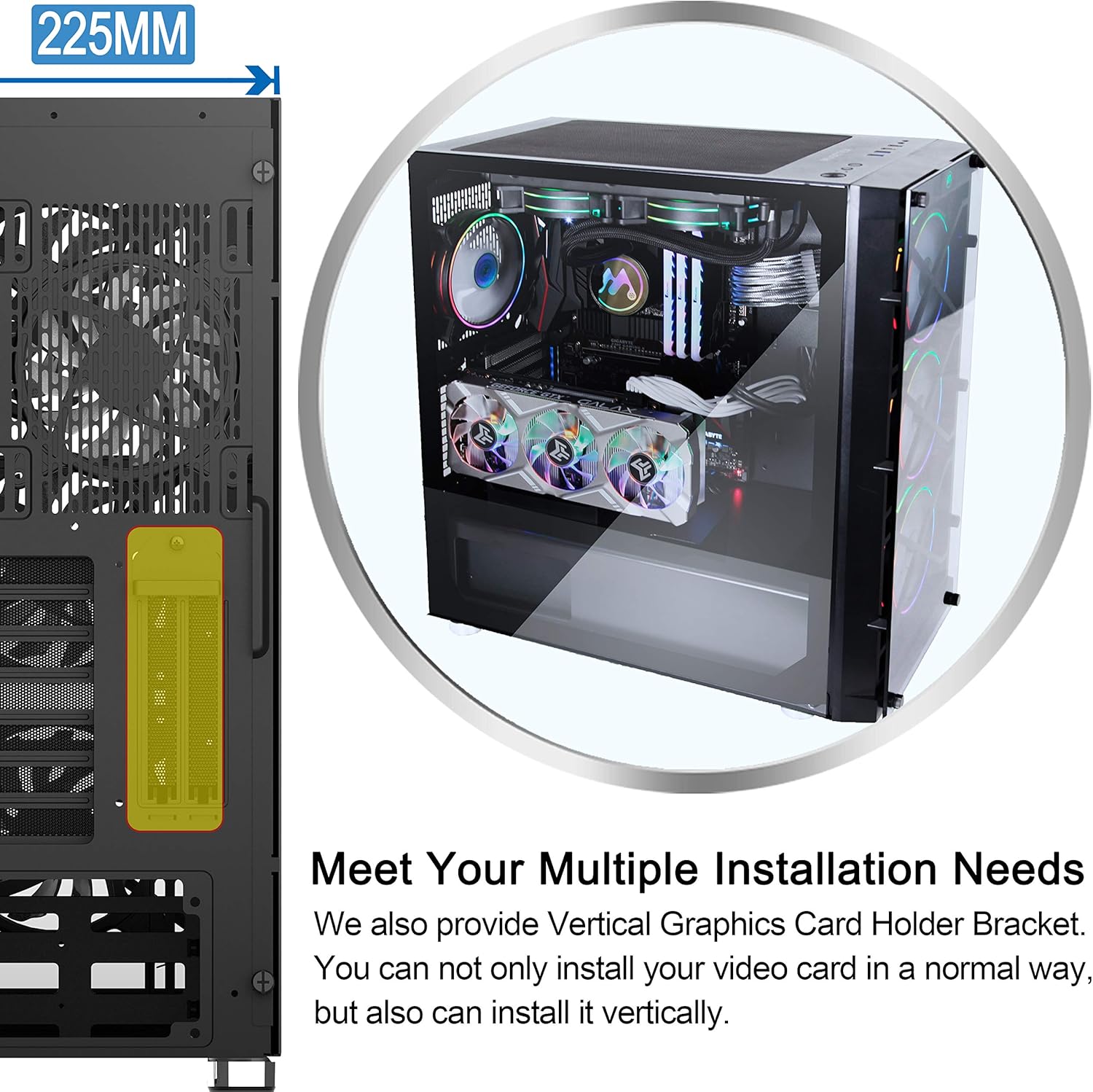 ATX Mid Tower Computer Case with Tempered Glass D892869