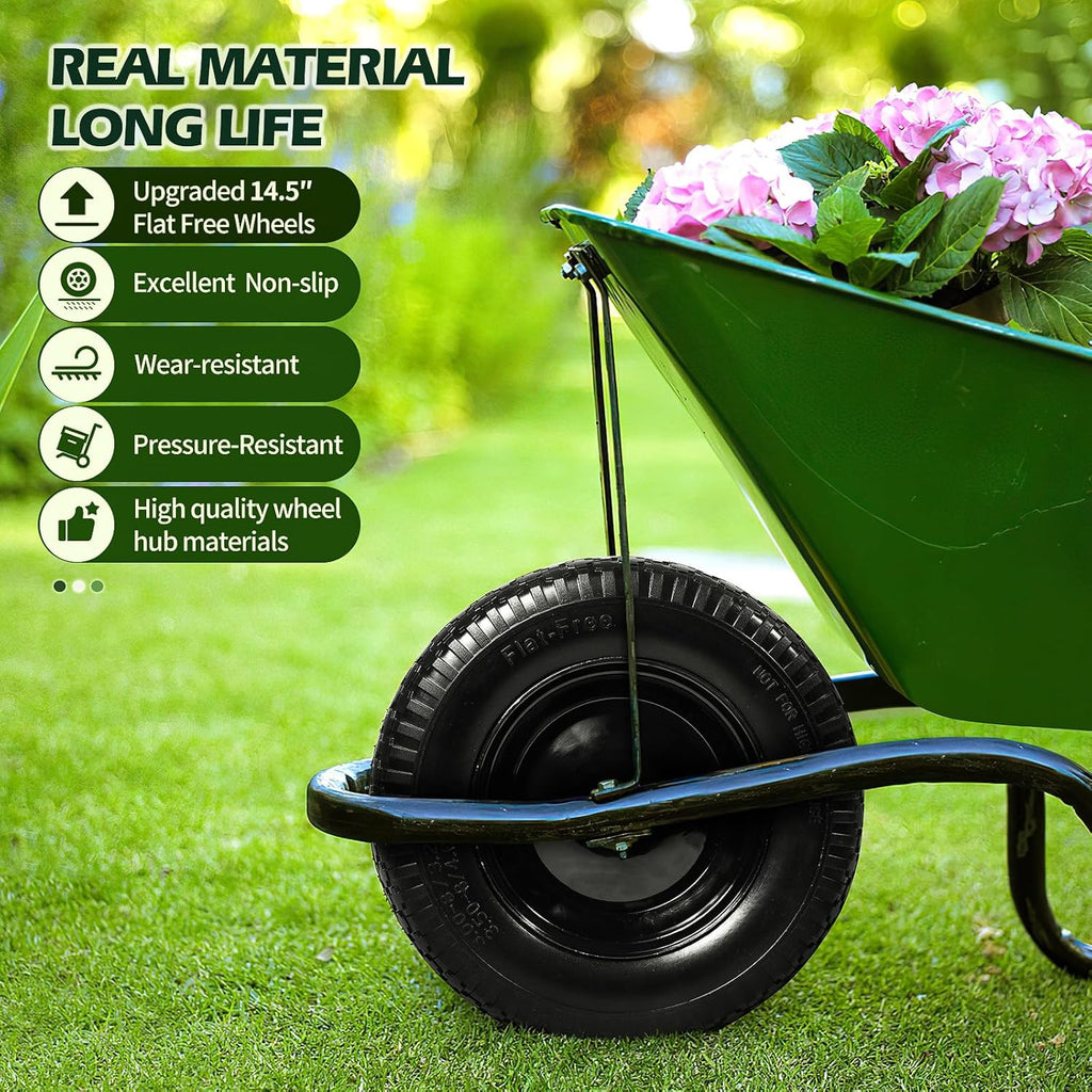 Flat Free Solid Wheelbarrow Tire with 3/4 & 5/8 Wheel Bearing 3" Hub V146074
