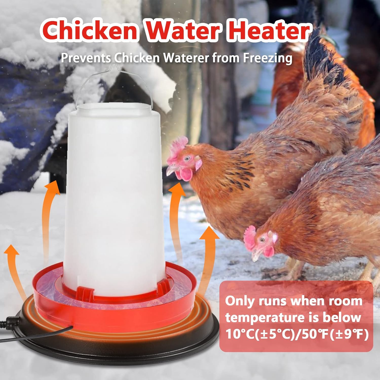Chicken Waterer Heater 80 Watts Heated Base for Metal Poultry Founts O830