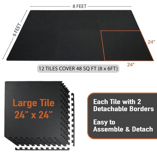 0.56in Thick 24 Sq Ft Interlocking Rubber Top EVA Foam Exercise Mats K432746