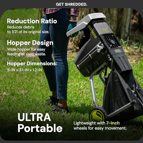15-Amp Corded Electric Wood Chipper Shredder with Collection Bag C459