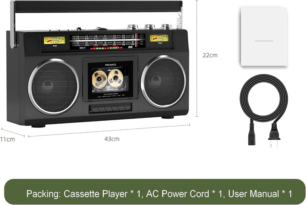 Portable AM/FM Radio Cassette Player Recorder with Bluetooth O247551