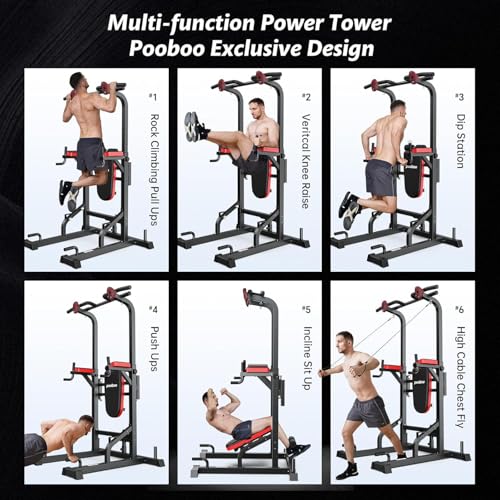 Power Tower Dip Station Pull Up Bar with Supine Board D519