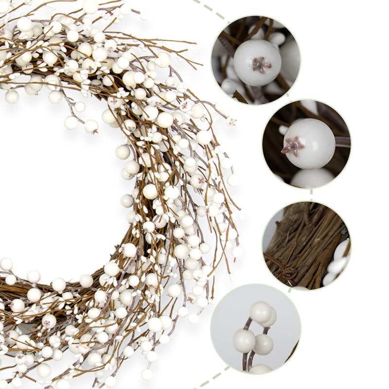 20 Inch Artificial Winter Wreath White Berry Wreath M231354
