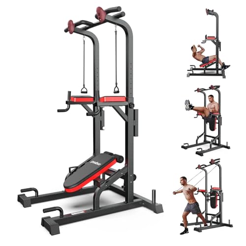 Power Tower Dip Station Pull Up Bar with Supine Board D519
