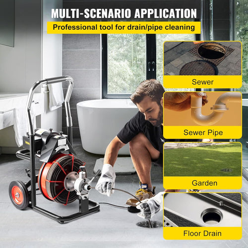 100 Ft x 1/2Inch Red Drain Cleaner Machine V876035