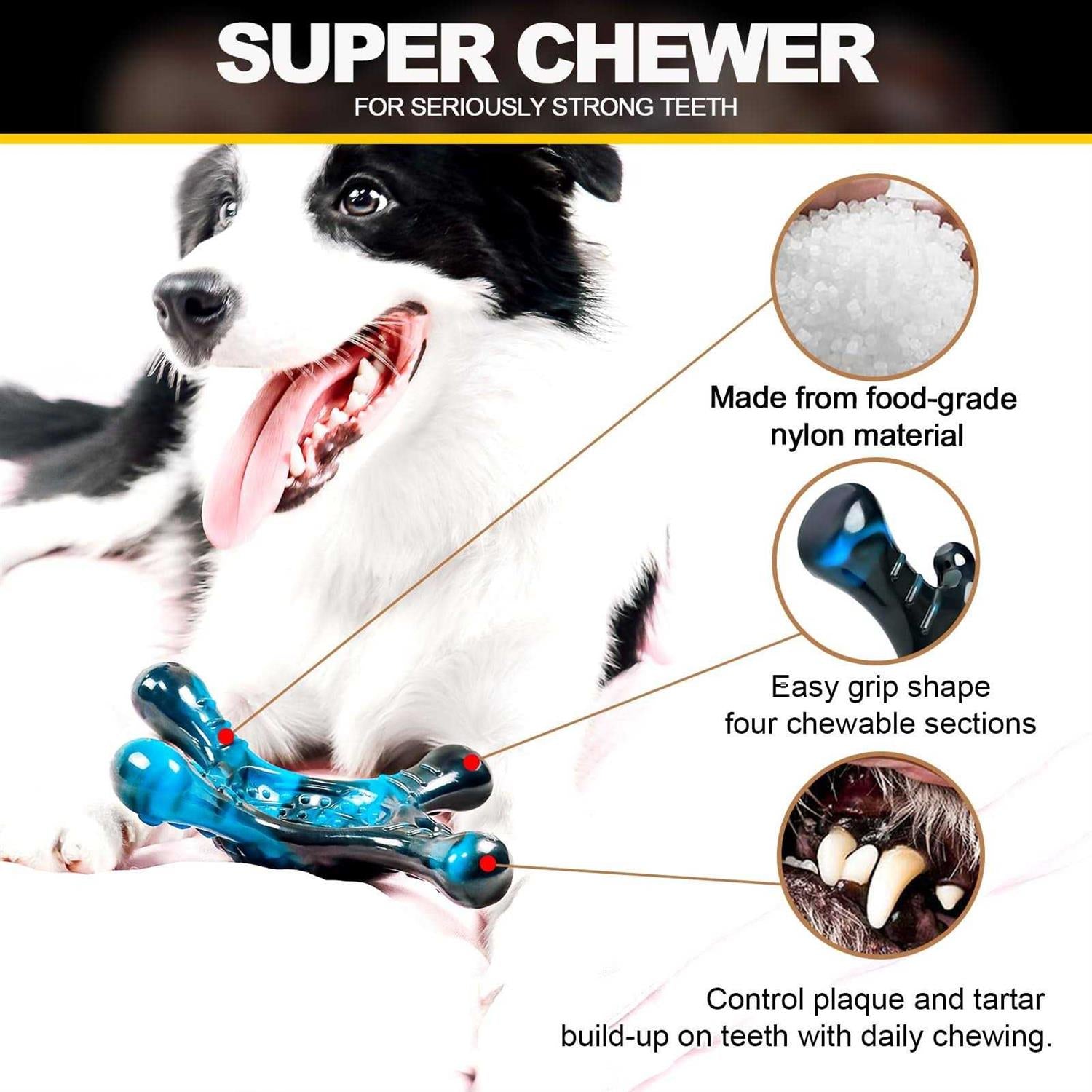 Indestructible Dog Chew Toys for Aggressive Chewers Tough Dog Toys Large Medium Breed O156