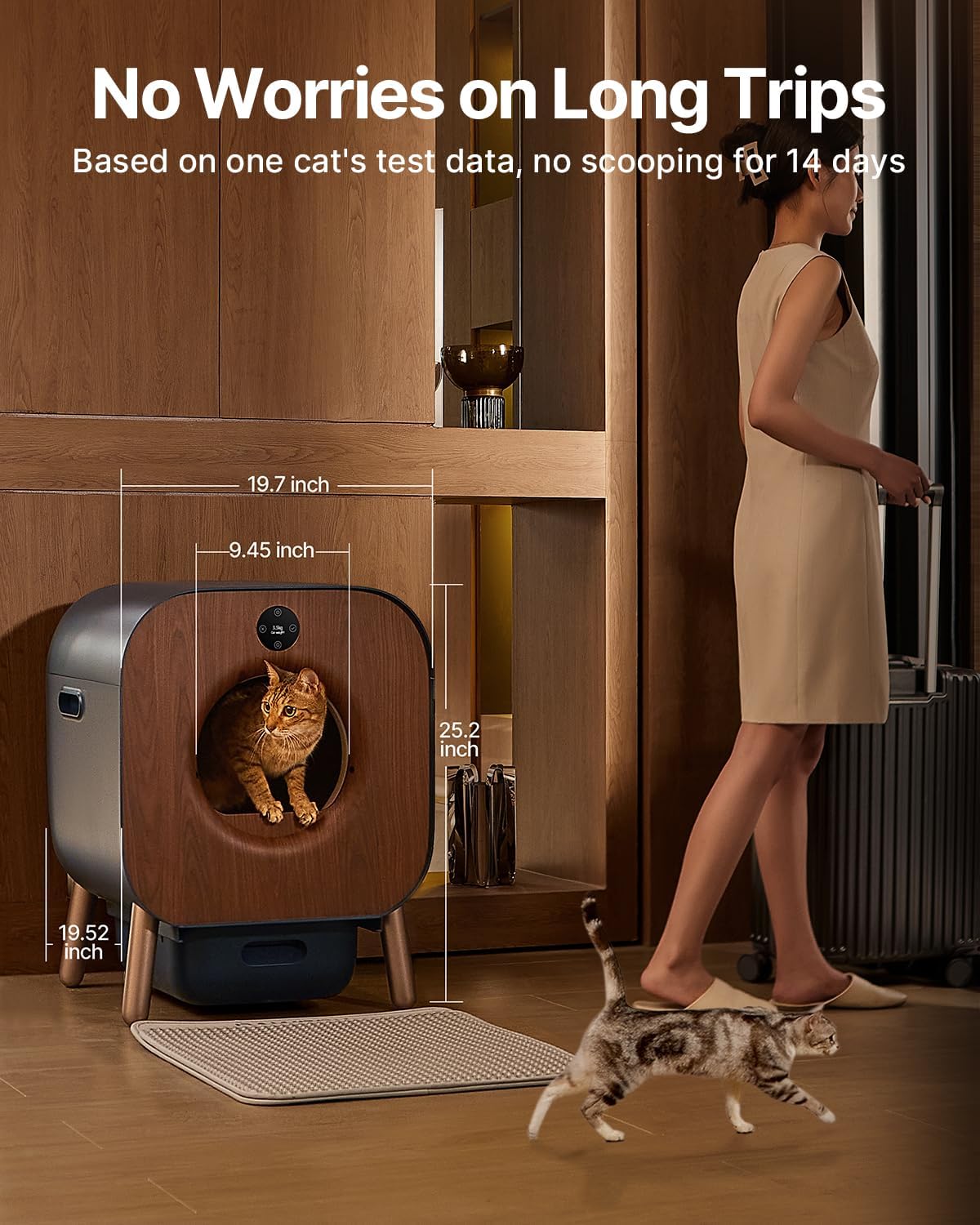 Extra Large Self Cleaning Automatic Cat Litter Box with Mat & Liner N2410