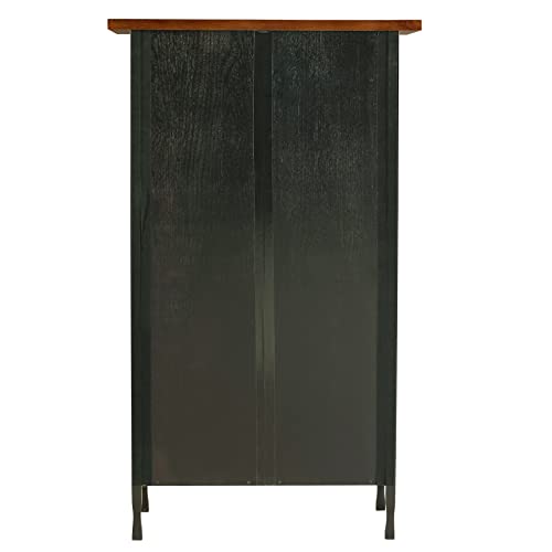 Rustic Bookcase with Drawer Storage, 12" D x 30" W x 50" H, Mission oak/matte black P6001