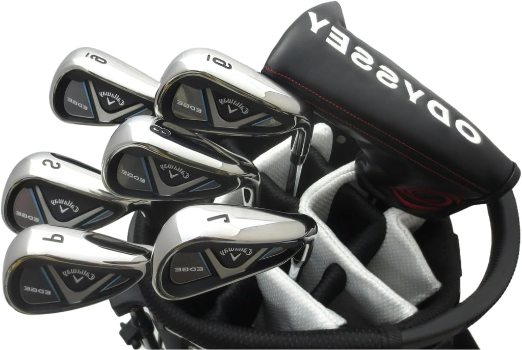 Complete Golf Set Driver Wood Hybrid Irons Putter Right Handed Regular Flex Black White Blue X622817