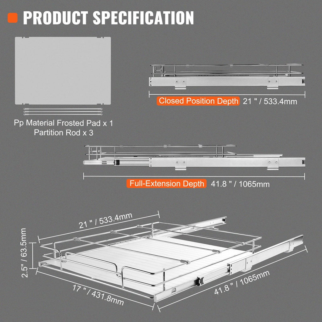 Chrome Plated Steel Pull Out Cabinet Organizer T504002