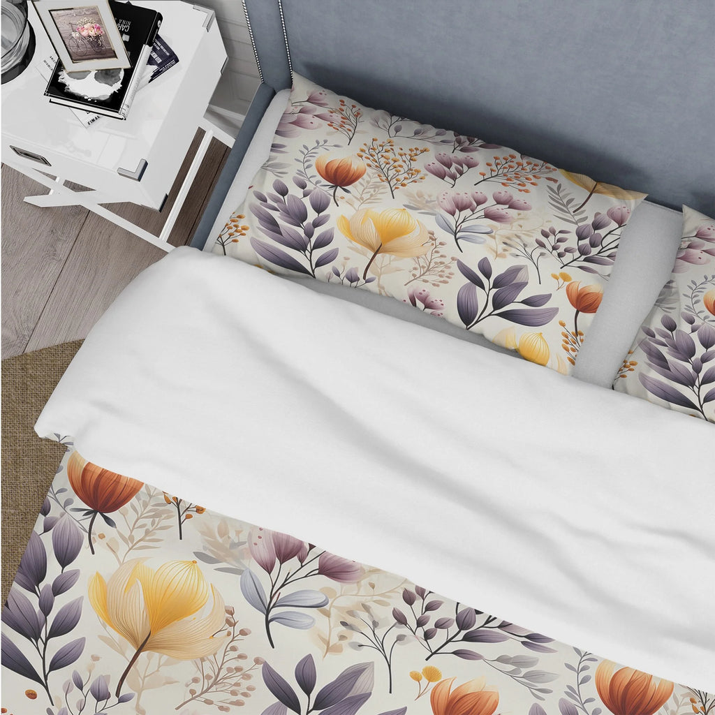 Yellow Floral Bedding Comforter Set with 2 Shams Twin D993