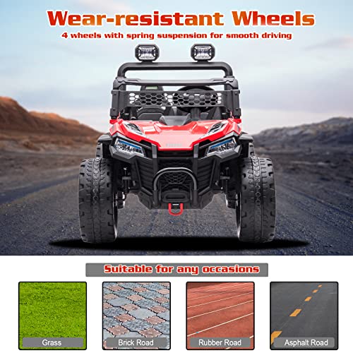 Green 2 Seater 4WD Kids Ride On UTV W76457