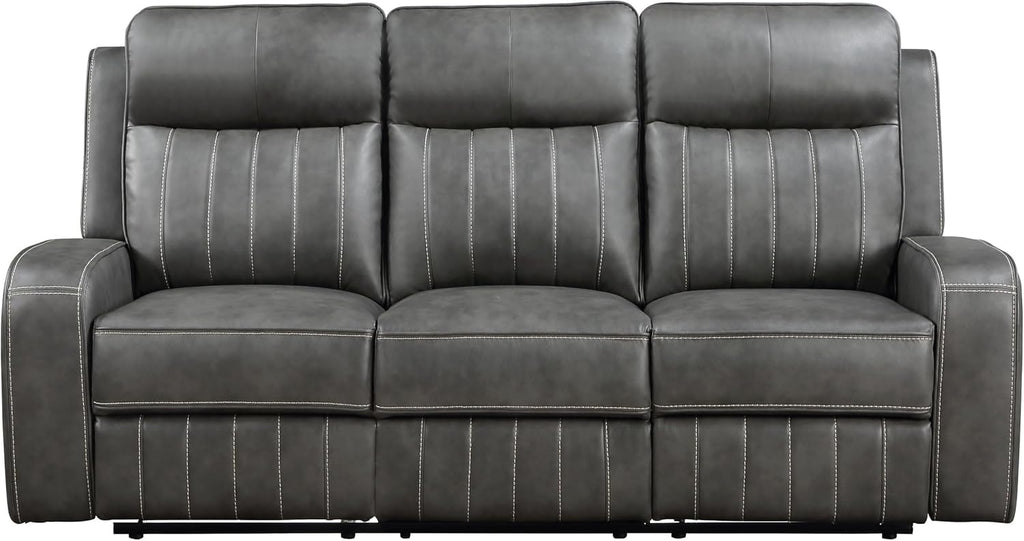 3-Piece Upholstered Motion Reclining Sofa Set Grey S4353