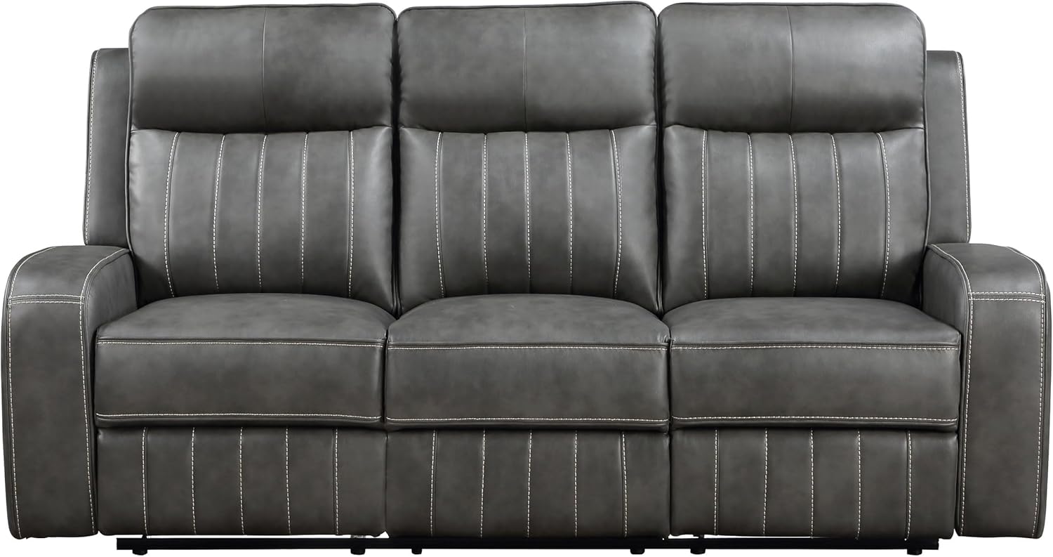3-Piece Upholstered Motion Reclining Sofa Set Grey S4353