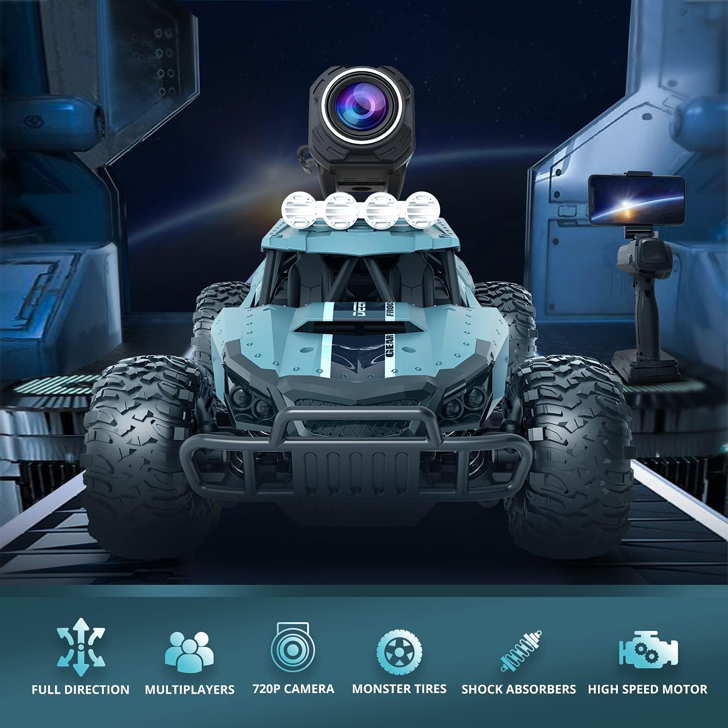 1/16 Scale Remote Control Car with 720P HD FPV Camera and 2 Batteries R98627
