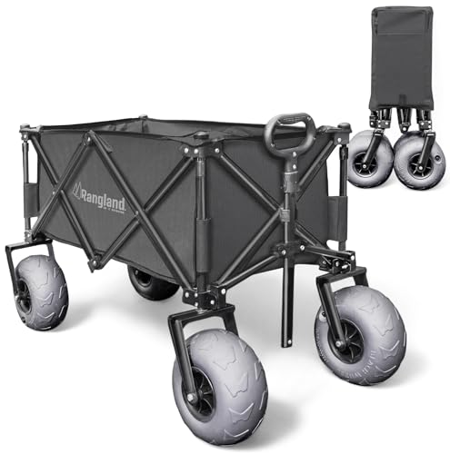 All Terrain Steel Frame Utility Cart with 9" Pneumatic Tires, Collapsible Folding Design L838