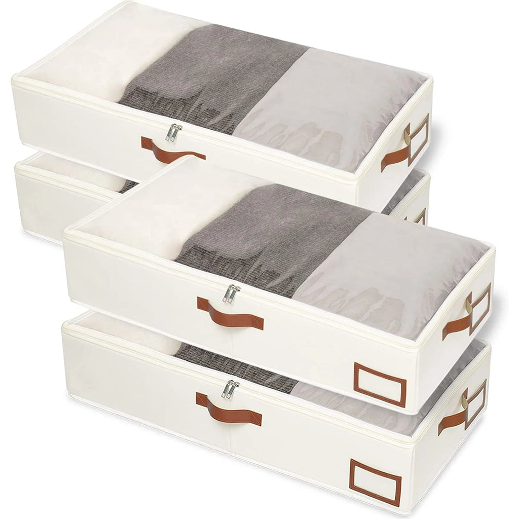 Beige 4 Pack Under Bed Storage Containers with Lids H59306
