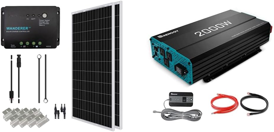 200 Watt 12 Volt Monocrystalline Solar Panel Starter Kit with 2 Pcs 100W Panel and 30A PWM Charge Controller Y869