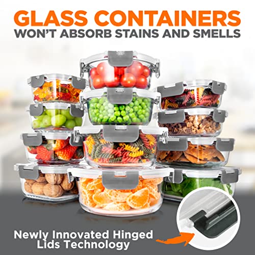 12-Piece Airtight Glass Food Storage Containers with Lids, Gray H484935