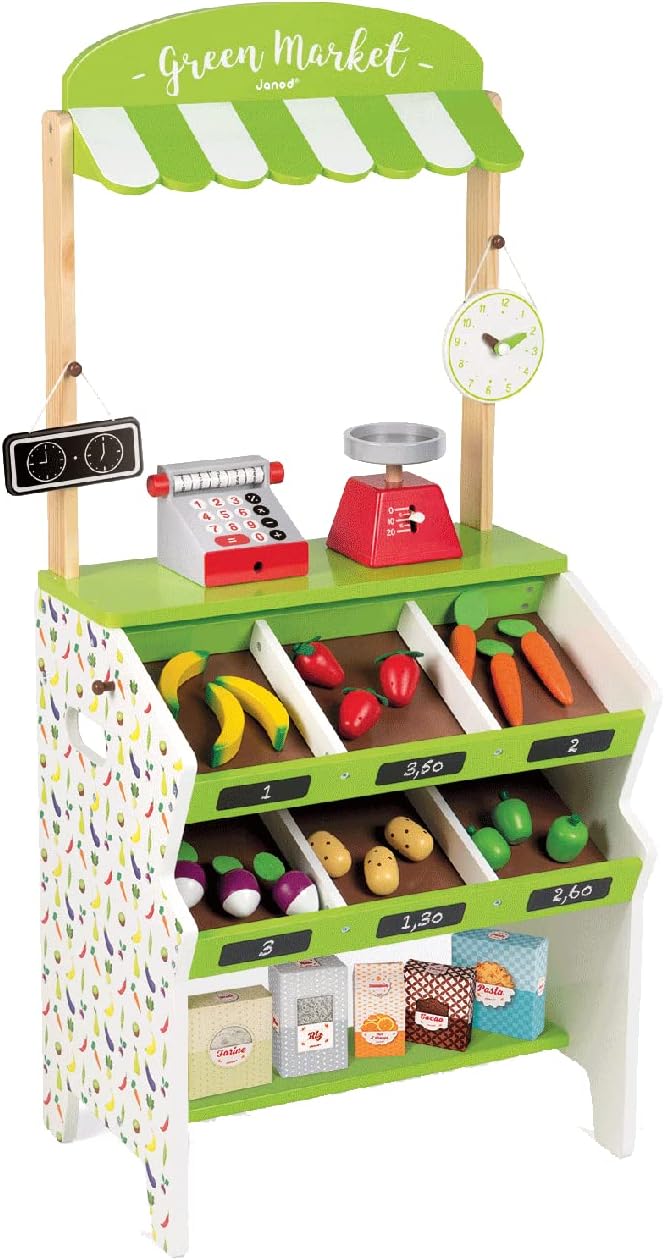 Wooden Grocery Store Playset with 32 Accessories V213