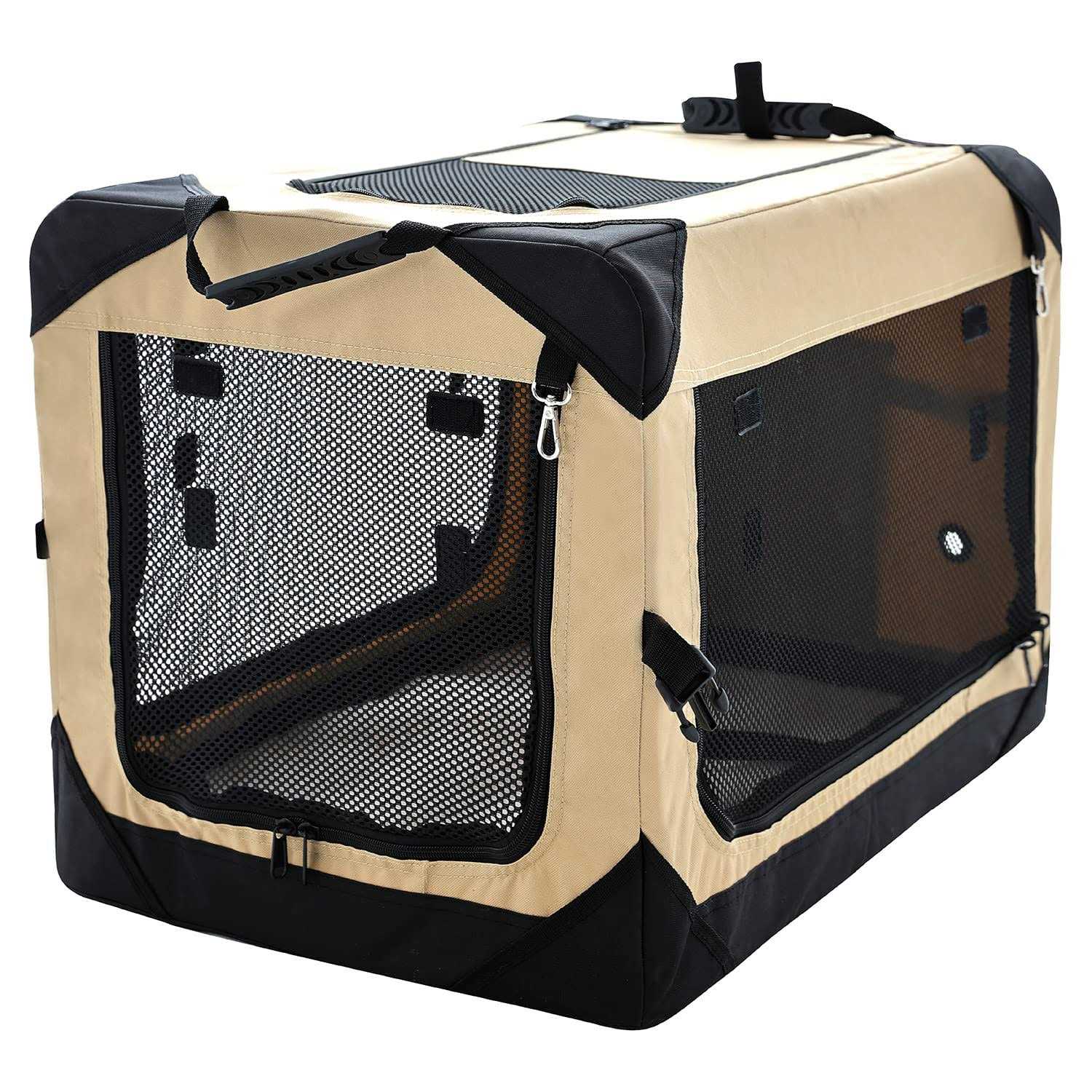 Collapsible Dog Crate with Chew Proof Mesh Windows M873