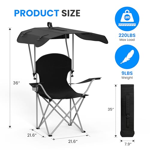 Black Reclining Camping Chair with Removable Footrest L840664