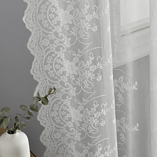 Scalloped Lace Sheer Curtains 2 Panels J723466