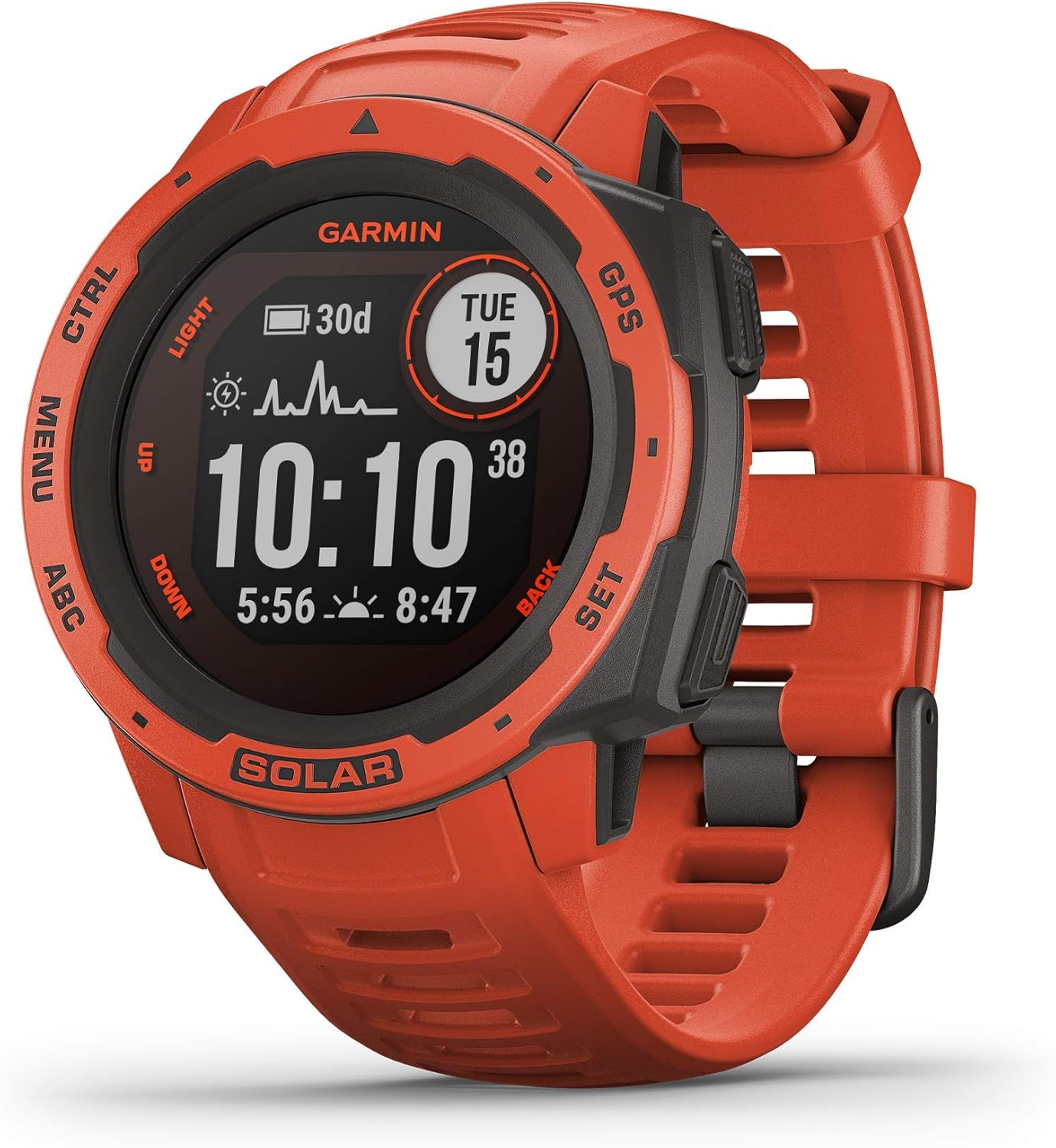 Flame Red Solar-Powered Rugged Outdoor Smartwatch U265163