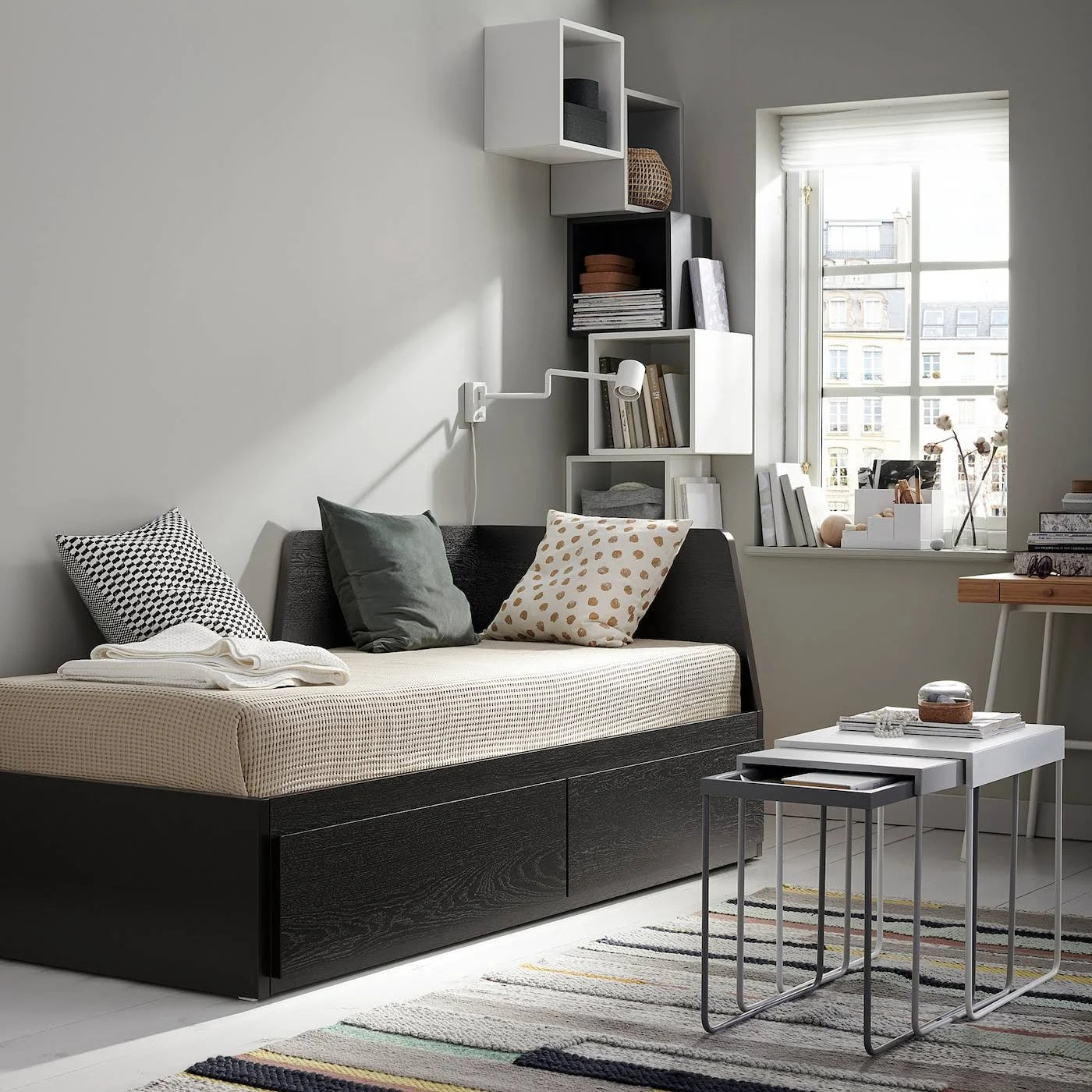 Black Twin Daybed Frame with 2 Drawers O3610