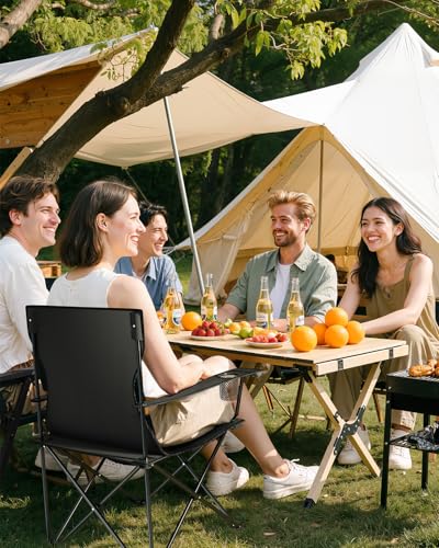 Black Reclining Camping Chair with Removable Footrest L840664