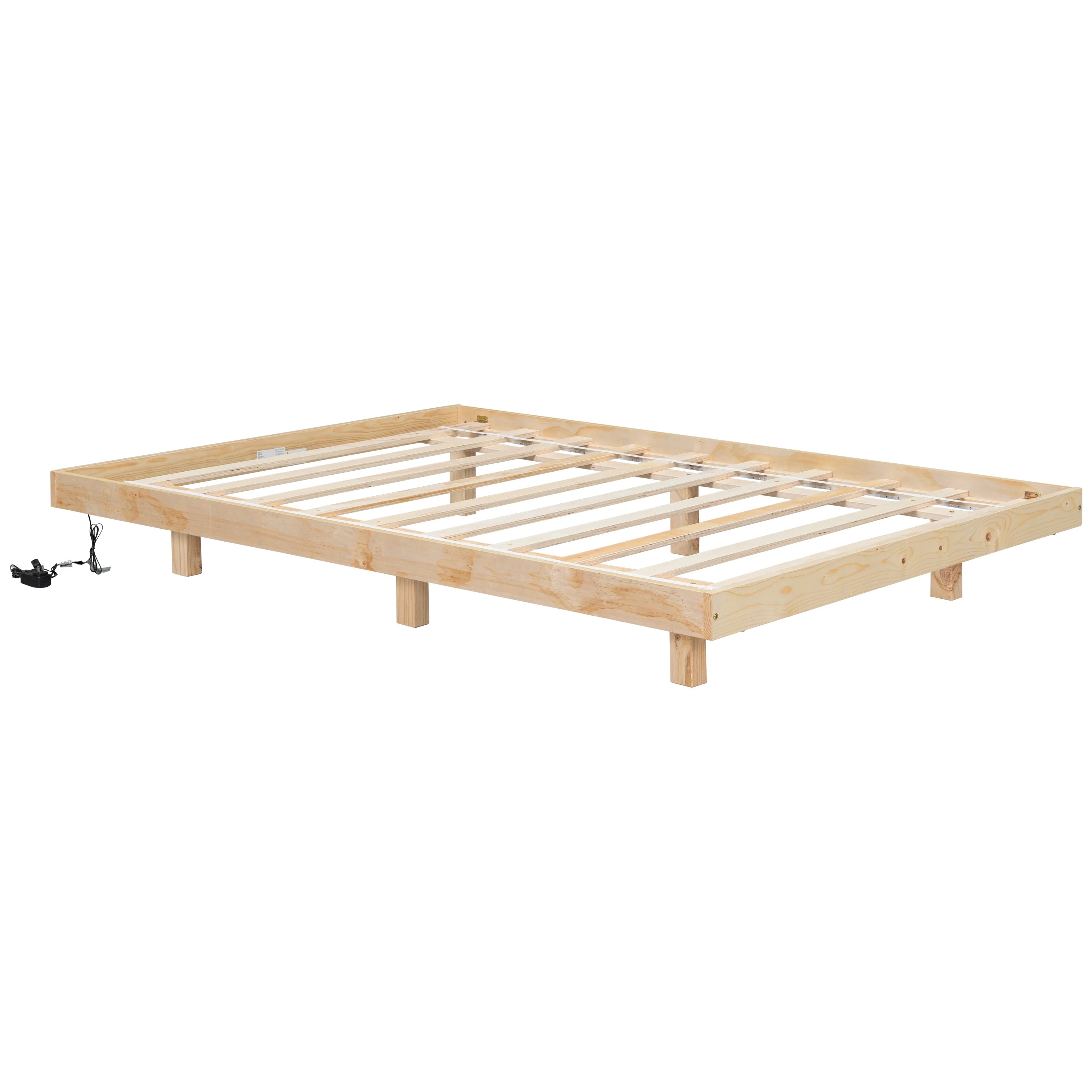 Full Size Low Profile Platform Bed with LED Lights Y3357