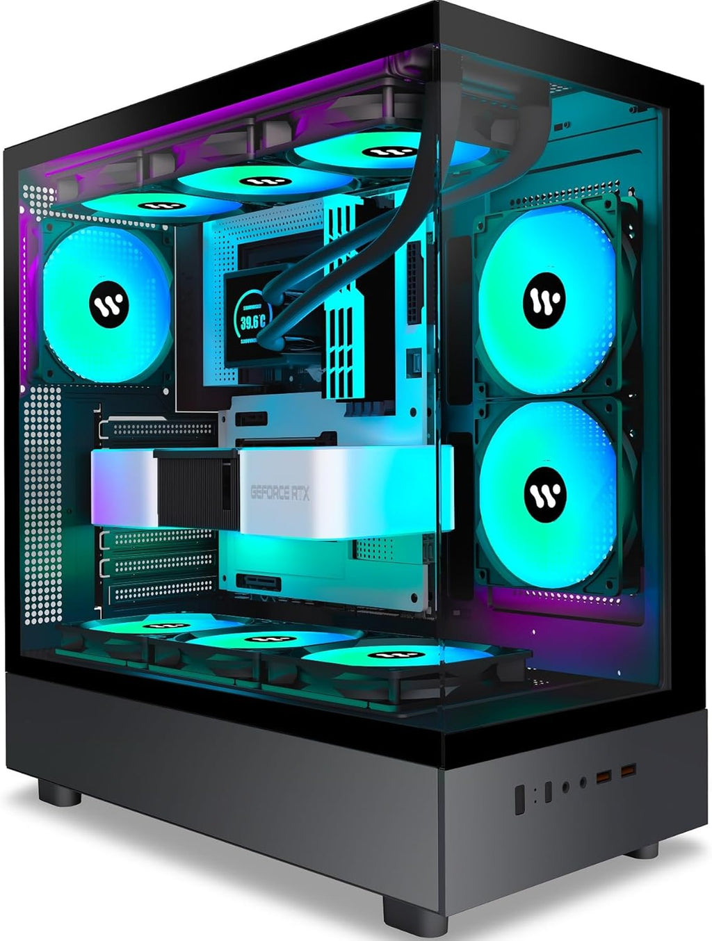Black PC Case with ARGB Fans T4410