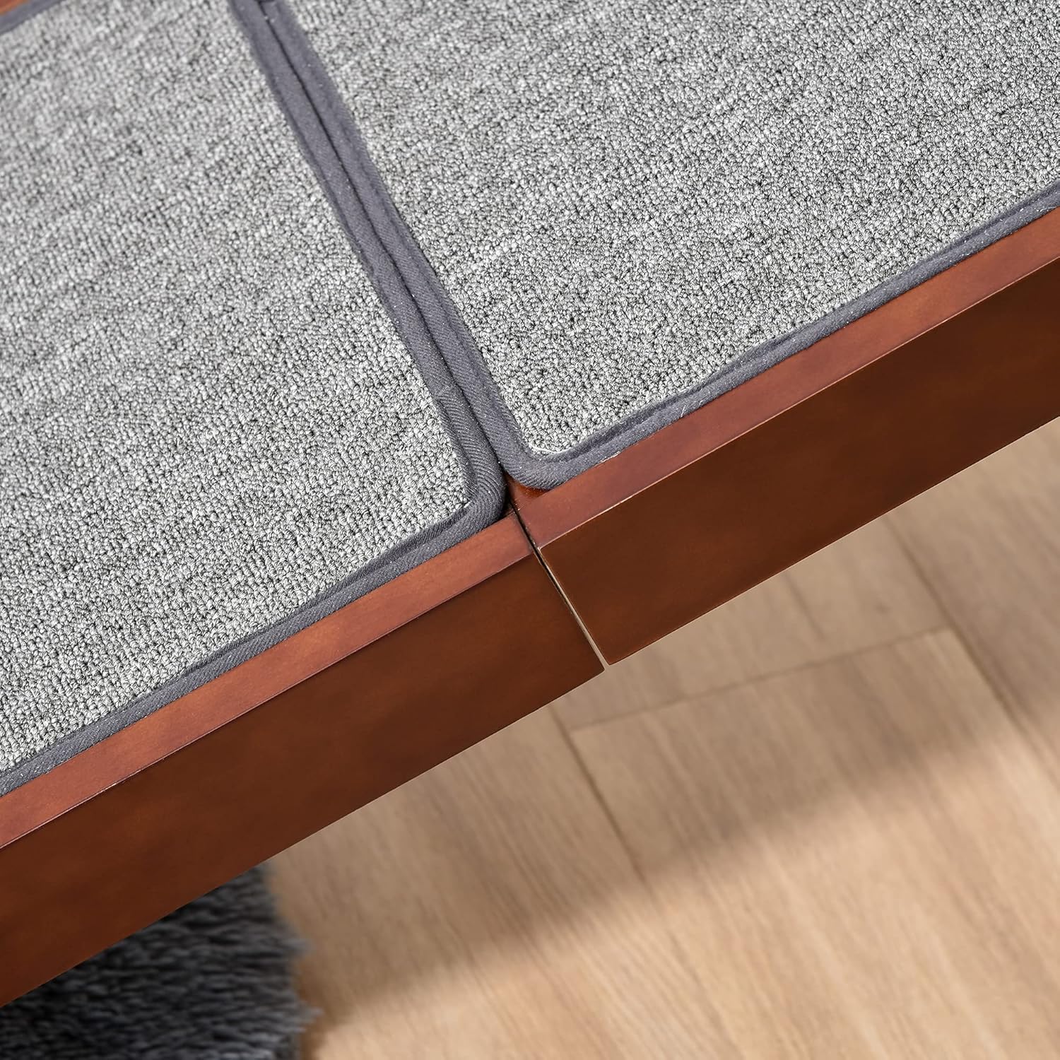 Non-Slip Carpet Top Pine Wood Pet Ramp, Brown Grey G7234