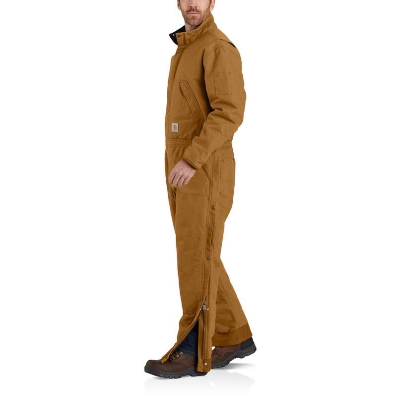 Brown Loose Fit Washed Duck Insulated Coverall U24110
