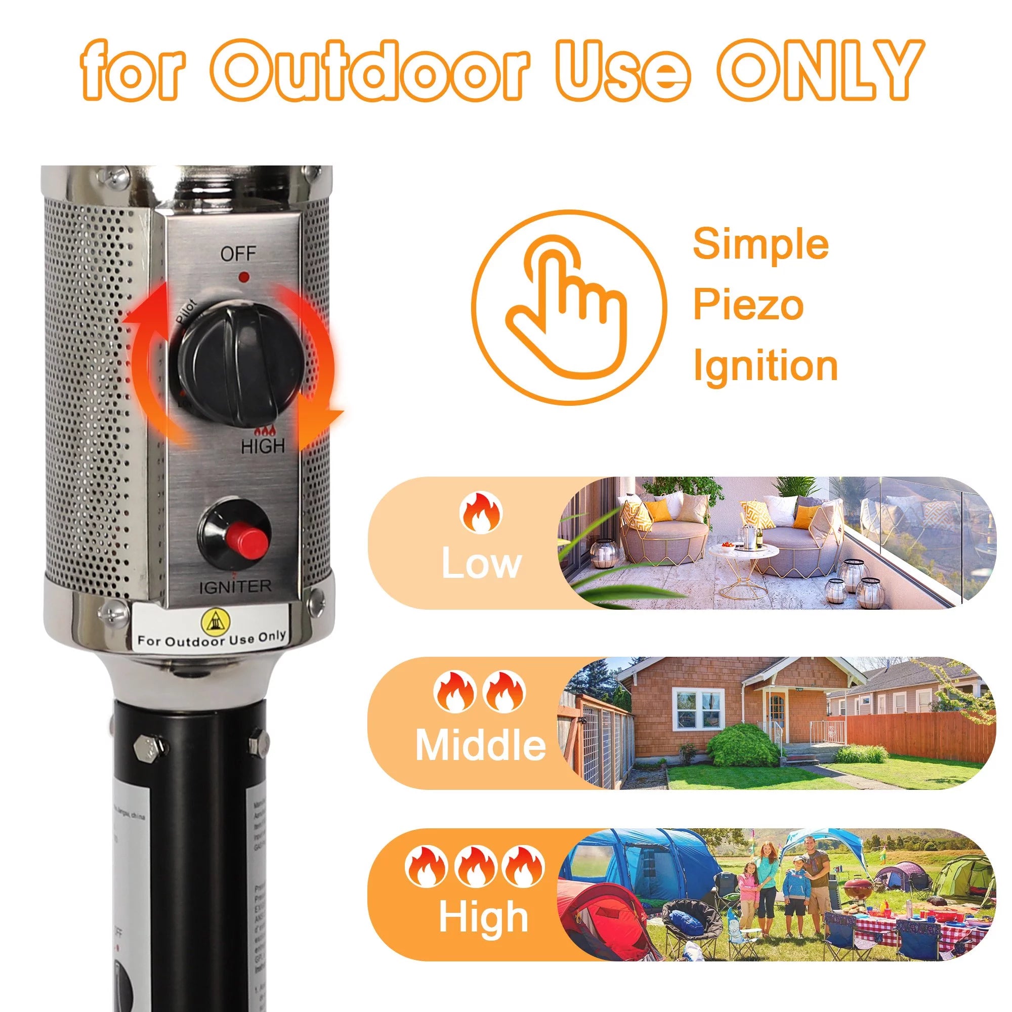 87 High Propane Patio Heater with Wheels V804